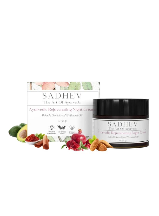 Sadhev Ayurvedic Rejuviniating Night Time Cream With Bakuchi 50 gm - Image 1