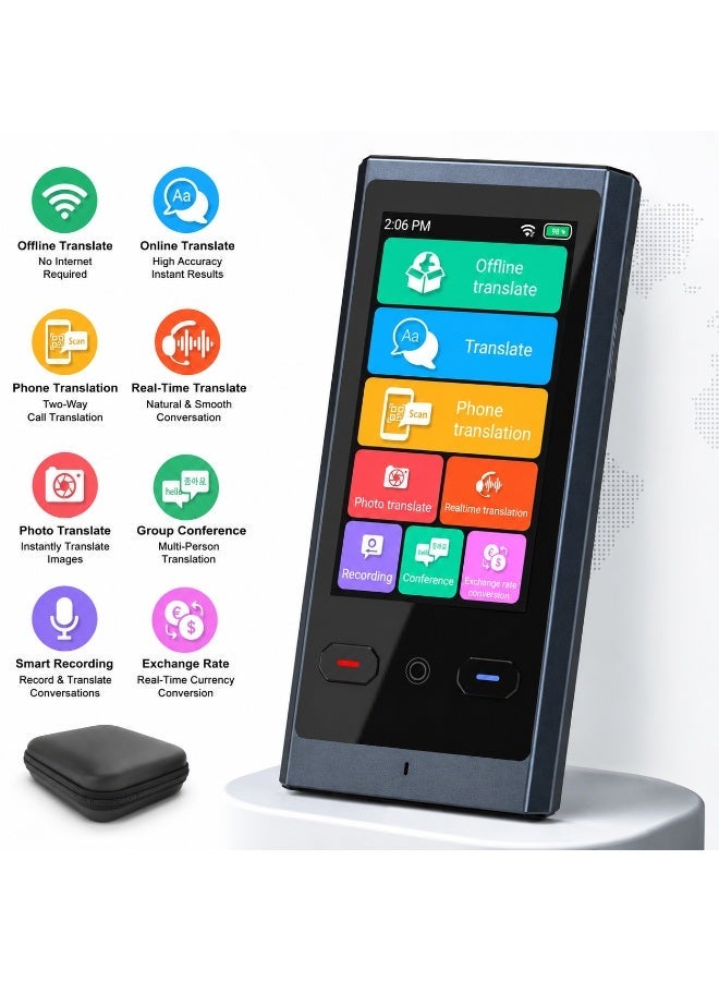 Smart Voice Translator Device with 3.0-inch Touchscreen, 138 Languages Two-Way Real-Time Translation, Wi-Fi, Space Gray - Image 1