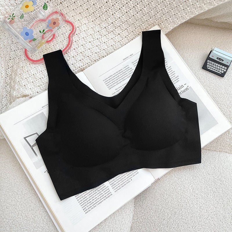 Autumn Seamless Sports Tank Top Womens Wireless Vest Bra Black - Image 1