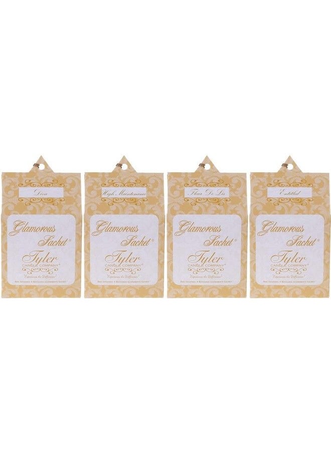 Tyler Candle - Glamorous Sachets Bundle (4 Reusable Glamorous Sachet Each) (Divahigh Maintenance Fleur De Lis Entitled) - Image 1