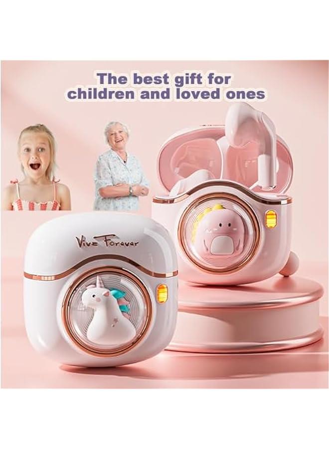 Pink Earbuds for Kids Women Workout Headphones Cute Earbuds Kawaii for Girls for Small Ears Women Pink Bluetooth Headphones Small Tiny Mini Micro Pink Earphones Headphones Birthday