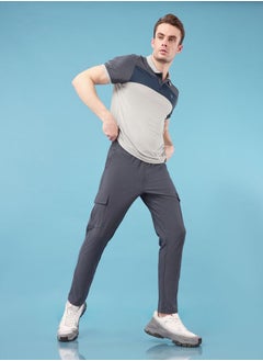 Technosport Solid 4-Way Stretch Cargo Track Pants by Styli  - Image 1