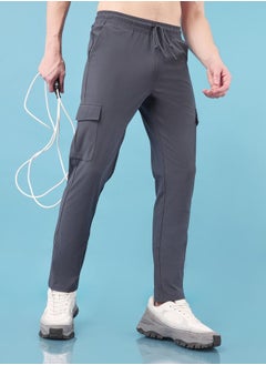 Technosport Solid 4-Way Stretch Cargo Track Pants by Styli  - Image 2