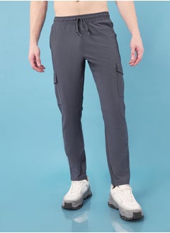 Technosport Solid 4-Way Stretch Cargo Track Pants by Styli  - Image 4