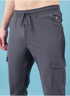 Technosport Solid 4-Way Stretch Cargo Track Pants by Styli  - Image 3