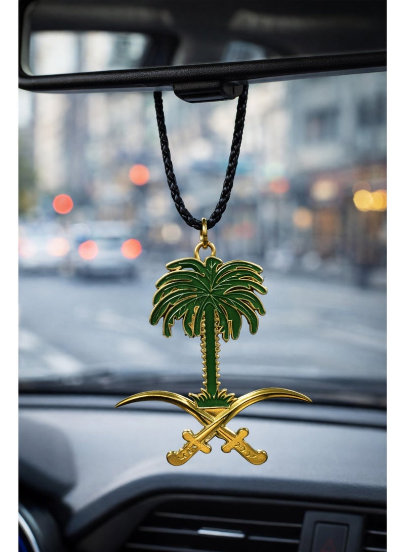 تعليقة سيفين ونخلة السعودي تعلق علي مراية السيارة ليوم وطني السعودية - Image 1