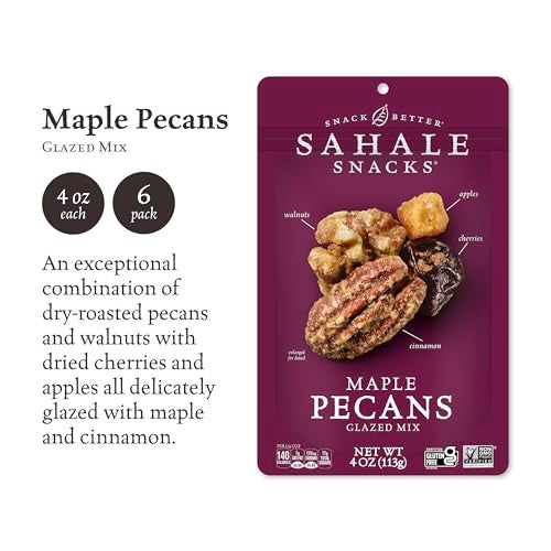 Sahale Snacks Maple Pecans Glazed Mix, 4 oz Pouches (6 Packs) Dry-Roasted, Deluxe Mixed Nuts with Cherries, Apples, Maple, and Cinnamon - Non-GMO, Kosher, and Certified Gluten-Free Snacks - Image 3