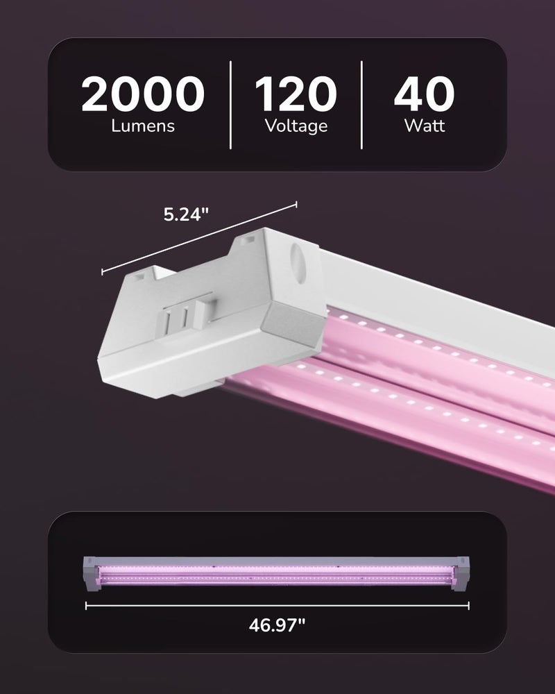 Sunco Lighting Sunco 4FT LED Grow Light for Indoor Plants 40W, Full Spectrum, Hanging Suspended Fixture, Linkable, Plug in, Greenhouse Year Round for Indoor Plants Seedlings Vegetables Flowers 2 Pack - Image 3