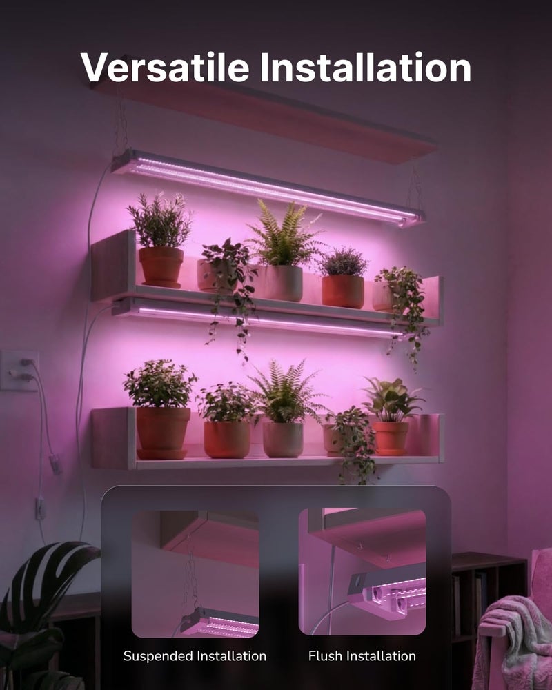 Sunco Lighting Sunco 4FT LED Grow Light for Indoor Plants 40W, Full Spectrum, Hanging Suspended Fixture, Linkable, Plug in, Greenhouse Year Round for Indoor Plants Seedlings Vegetables Flowers 2 Pack - Image 2