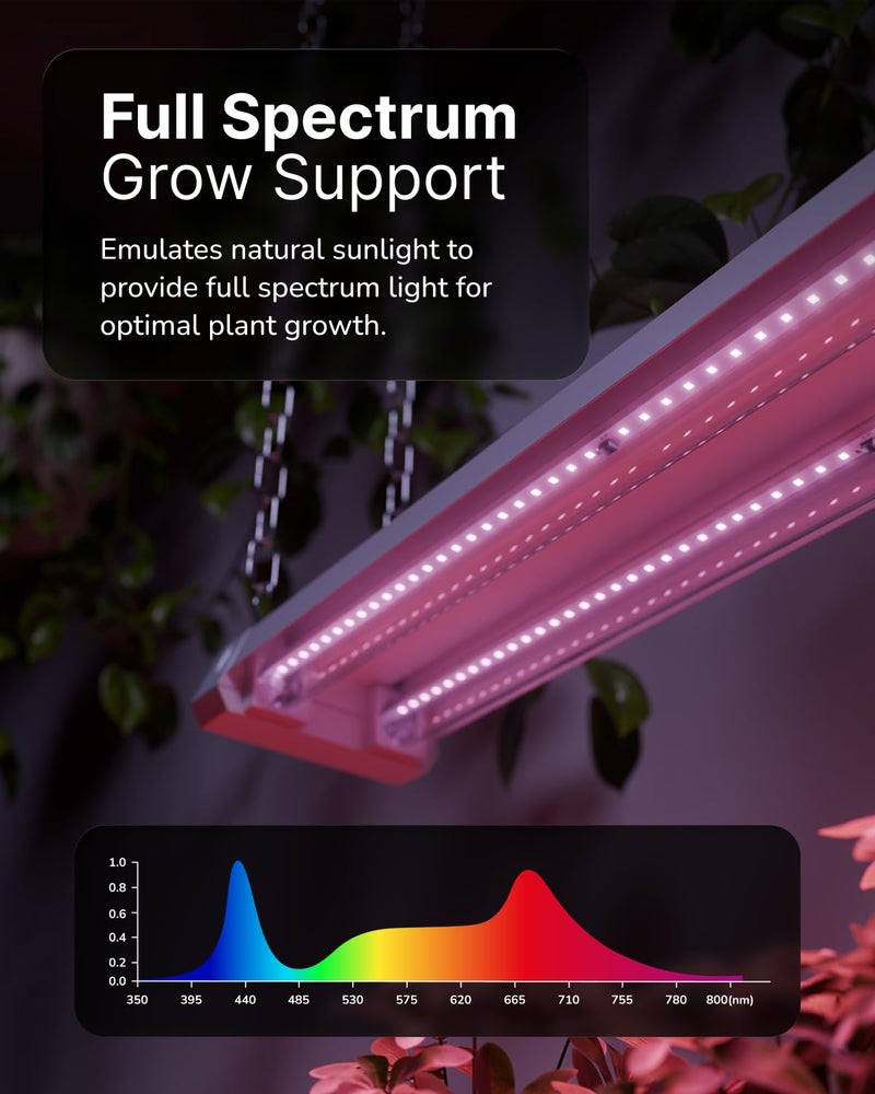 Sunco Lighting Sunco 4FT LED Grow Light for Indoor Plants 40W, Full Spectrum, Hanging Suspended Fixture, Linkable, Plug in, Greenhouse Year Round for Indoor Plants Seedlings Vegetables Flowers 2 Pack - Image 4