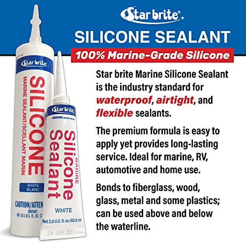 STAR BRITE Marine Silicone Sealant - Waterproof, Durable, UV Resistant, for Fiberglass, Metal, Wood, Glass, Ceramic & More - White 2.8 OZ. (082101) - Image 3