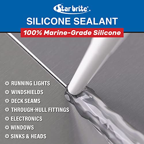STAR BRITE Marine Silicone Sealant - Waterproof, Durable, UV Resistant, for Fiberglass, Metal, Wood, Glass, Ceramic & More - White 2.8 OZ. (082101) - Image 4