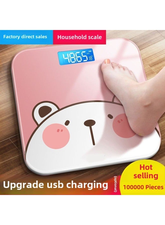 Weighing Scale Electronic Scale Precision Human Scale Cartoon Cute Adult Weighing Meter Female Student Dormitory-Color:Big-faced Bear Pink (rechargeable Model) Hot Sale - Image 3