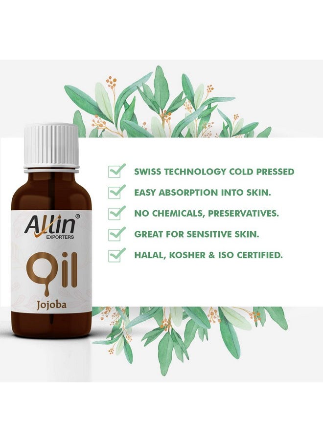 Allin Exporters Jojoba Oil 100% Natural & Pure Cold Pressed Base Carrier Oil For Hair Growth, Dry Skin Massage, Face, Lips, Cuticles, Wrinkles, Fine Lines & Stretch Marks (30 Ml)  - Image 3