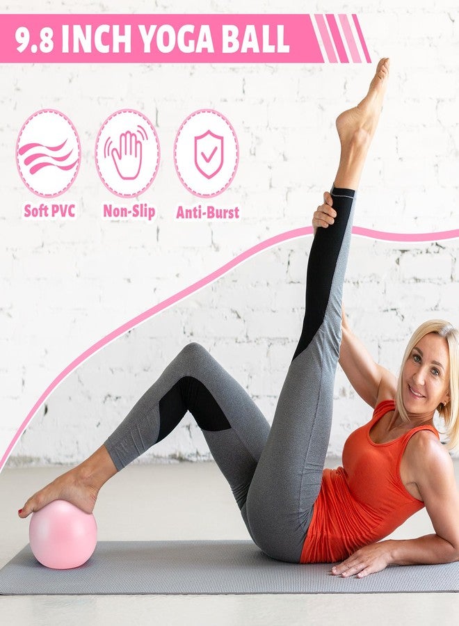 RoundFunny Pilates Ring Circle Set 18 Pcs Exercise Equipment Accessories for Women Workouts Pilates Ball Stretching Strap Magic Circle Yoga Ring Gym Back Bag Resistance Band Anti Slip Socks(Pink) - Image 5