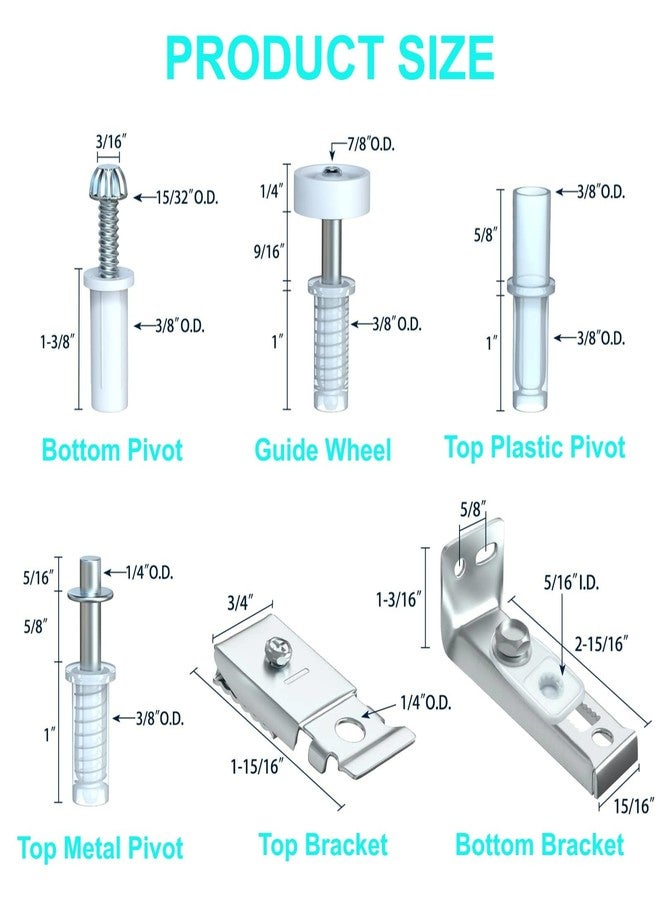 Warmtree Bifold Door Hardware Repair Kit - Ideal Replacement Parts for Bi - fold & Sliding Closet Doors, Includes Top & Bottom Brackets, Pivots & Guides Wheel for Folding Pocket & Accordion Doors - Image 2