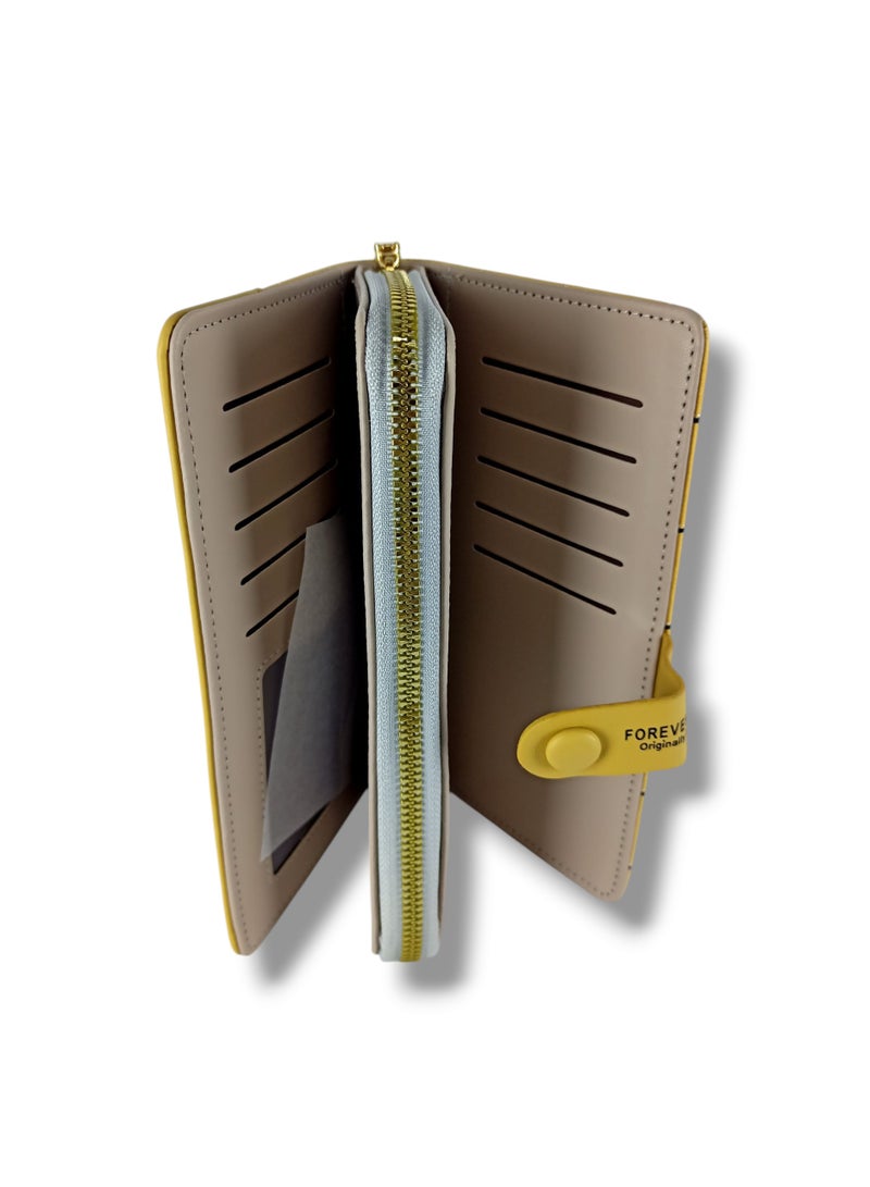 Women's wallet with many pockets and spaces for Visa cards, high quality, yellow  - Image 3