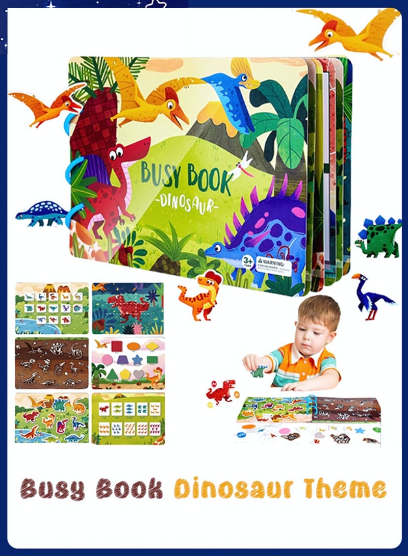 كتب تعليمية للأطفال الصغار، كتاب مونتيسوري تعليمي للأطفال لتنمية مهارات التعلم، ألعاب تنمية مبكرة للأولاد والبنات من عمر 3 سنوات فما فوق، كتاب هادئ للأطفال الصغار (بموضوع الديناصورات) - Image 1