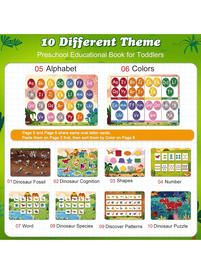 كتب تعليمية للأطفال الصغار، كتاب مونتيسوري تعليمي للأطفال لتنمية مهارات التعلم، ألعاب تنمية مبكرة للأولاد والبنات من عمر 3 سنوات فما فوق، كتاب هادئ للأطفال الصغار (بموضوع الديناصورات) - Image 2
