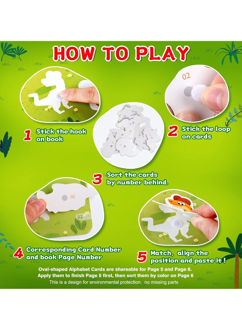 كتب تعليمية للأطفال الصغار، كتاب مونتيسوري تعليمي للأطفال لتنمية مهارات التعلم، ألعاب تنمية مبكرة للأولاد والبنات من عمر 3 سنوات فما فوق، كتاب هادئ للأطفال الصغار (بموضوع الديناصورات) - Image 4