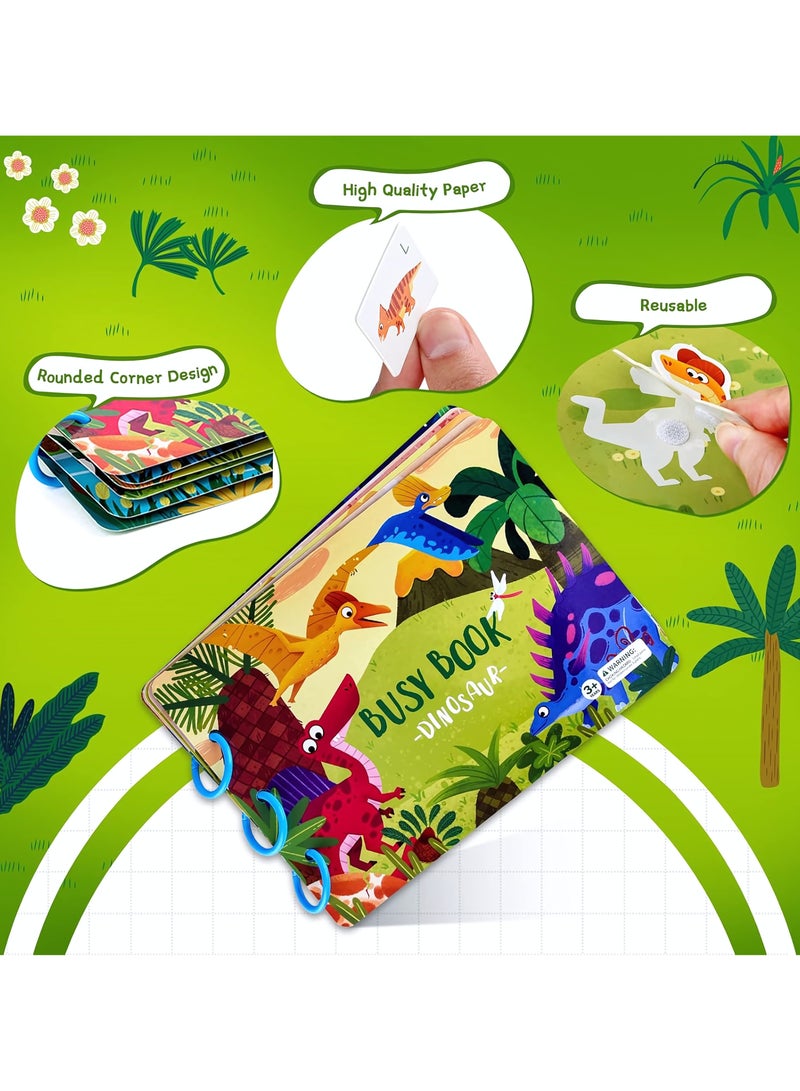كتب تعليمية للأطفال الصغار، كتاب مونتيسوري تعليمي للأطفال لتنمية مهارات التعلم، ألعاب تنمية مبكرة للأولاد والبنات من عمر 3 سنوات فما فوق، كتاب هادئ للأطفال الصغار (بموضوع الديناصورات) - Image 3