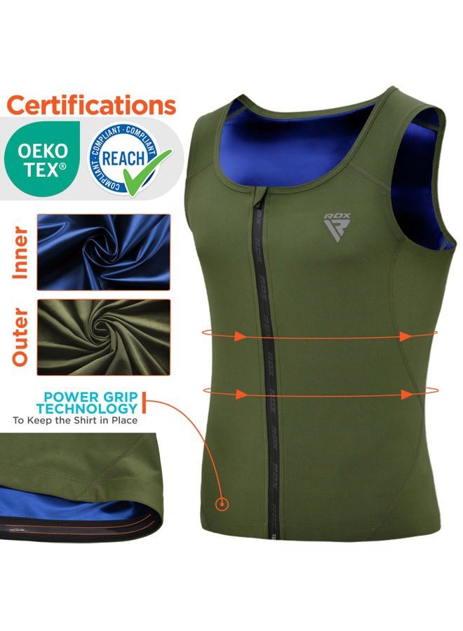 Rdx Men Sauna Vest, Sweat Workout Shirt, Waist Trainer, Corset, Compression Body Shaper Zipper and Seamless - Image 2