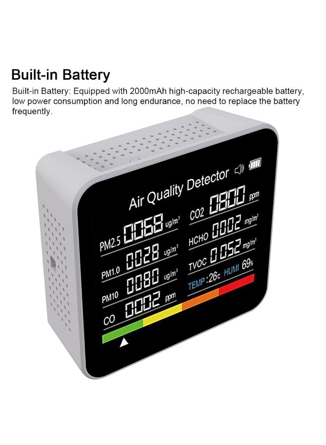 9 in 1 Air Quality Monitor CO2 Meter Carbon Dioxide Detector CO2 CO TVOC HCHO PM2.5 PM1.0 PM10 - Image 2
