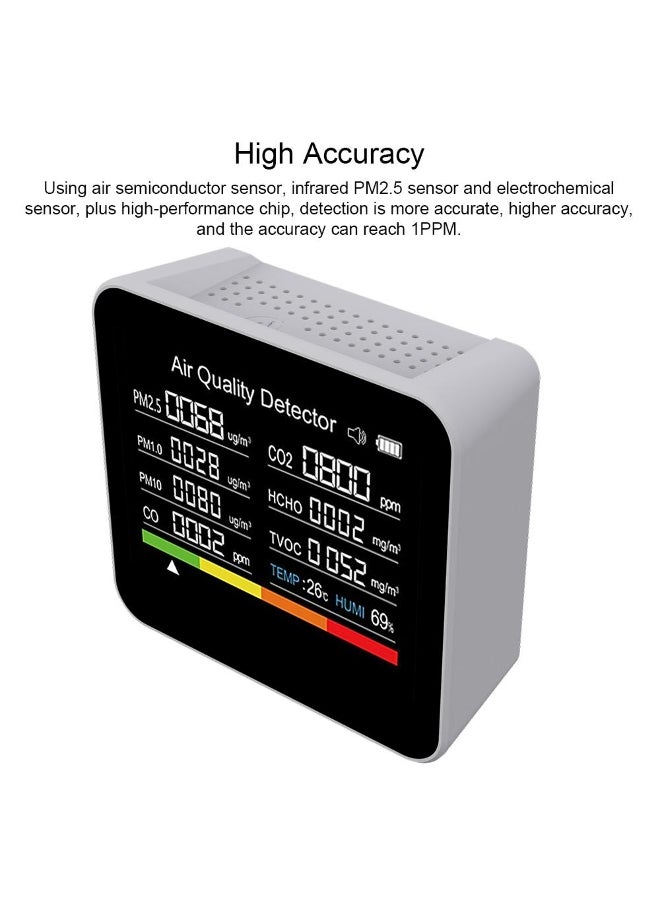 9 in 1 Air Quality Monitor CO2 Meter Carbon Dioxide Detector CO2 CO TVOC HCHO PM2.5 PM1.0 PM10 - Image 5