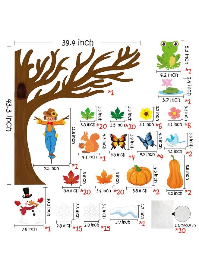 MALLMALL6 198Pcs Classroom Tree Bulletin Board Decor Seasonal Tree Summer Autumn Winter Spring Cutouts Border Set Four Seasons Chalkboard Wall Decorations For Kindergarten Elementary School Home - Image 2