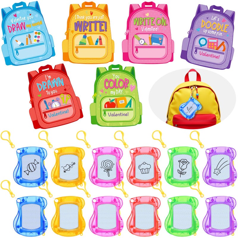 Capoda 24 Pack Valentines Day Mini Magnetic Drawing Board with Valentine Cards Magnetic Drawing Board Party Favors Bulk Erasable Doodle Sketch Valentines Gifts for Kids Classroom Prize Backpack - Image 3