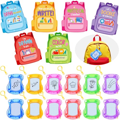 Capoda 24 Pack Valentines Day Mini Magnetic Drawing Board with Valentine Cards Magnetic Drawing Board Party Favors Bulk Erasable Doodle Sketch Valentines Gifts for Kids Classroom Prize Backpack - Image 1