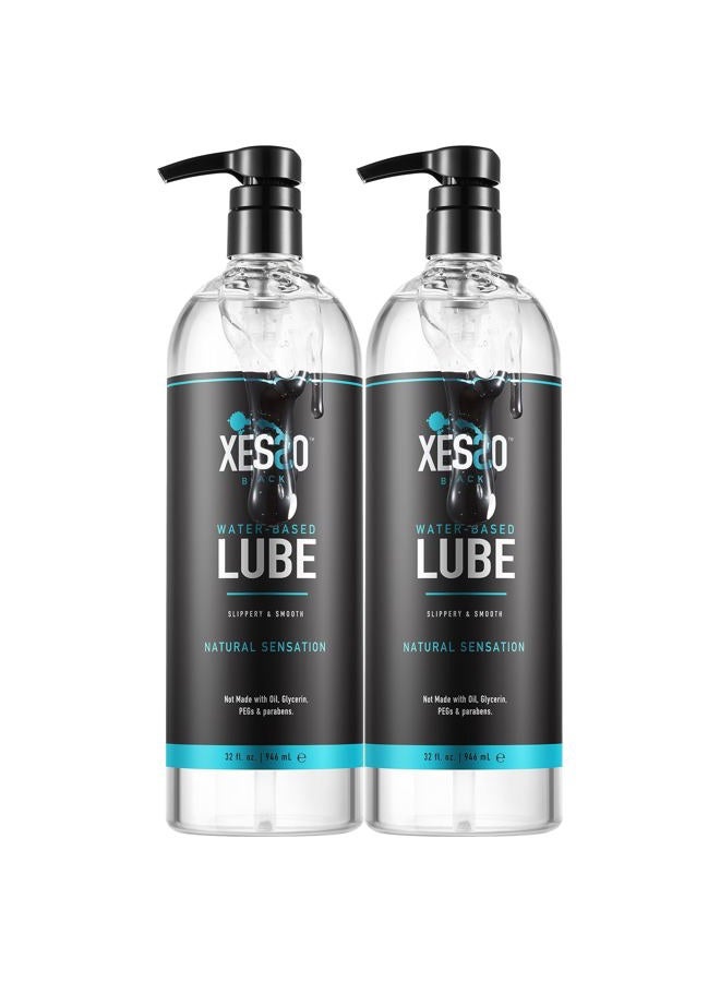 XESSO Water-Based Lube 2 Packs of 32 fl oz, Totaling 64 fl. oz. All Nature Without Glycerin & Parabens, Slippery Massage Gel for Women, Men, Couples. Made in US & Discreet Package - Image 1