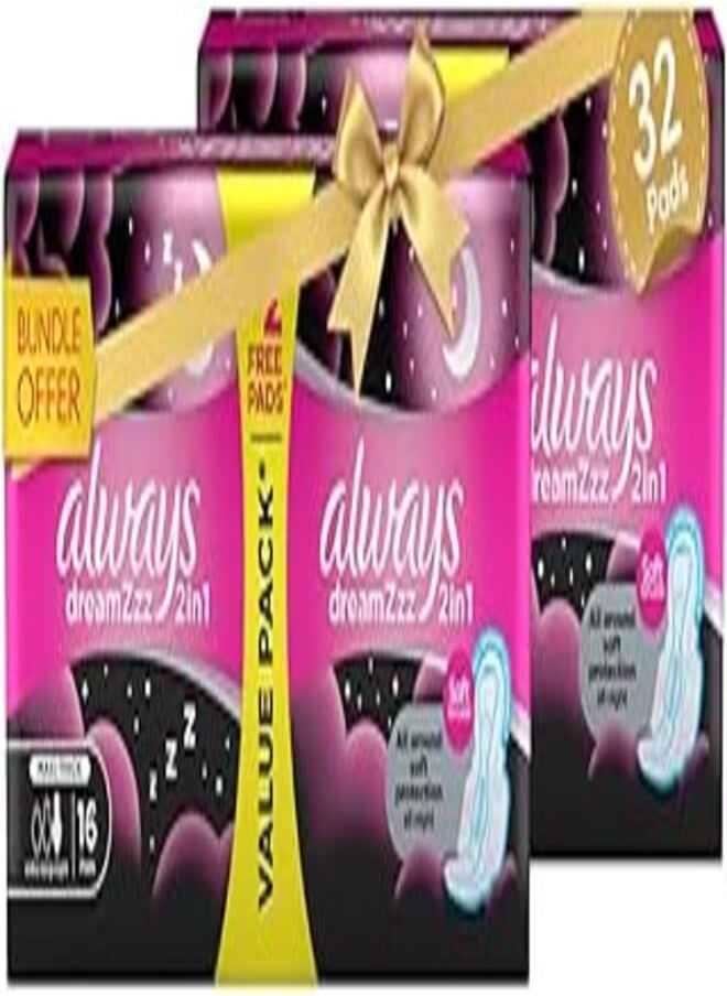 Always Dreamzzz 2 in 1 Feather Soft, Maxi Thick, Extra Long Sanitary Pads with Wings Bundle Offer, 32 Pads - pzsku/Z82E85927D6D1159A9F8DZ/45/_/1722278016/f8f8a5cf-dd46-4315-8791-c4d708a9ee91