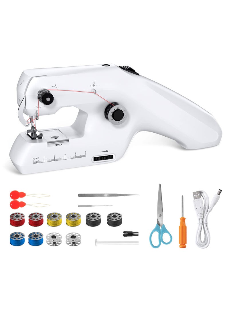 Generic - Portable Mini Electric Sewing Machine - Handheld Stitch Tool with Accessories for Clothing, Curtains, Denim, and Leather (White) - Ideal for Quick Repairs and Crafting. - Image 1