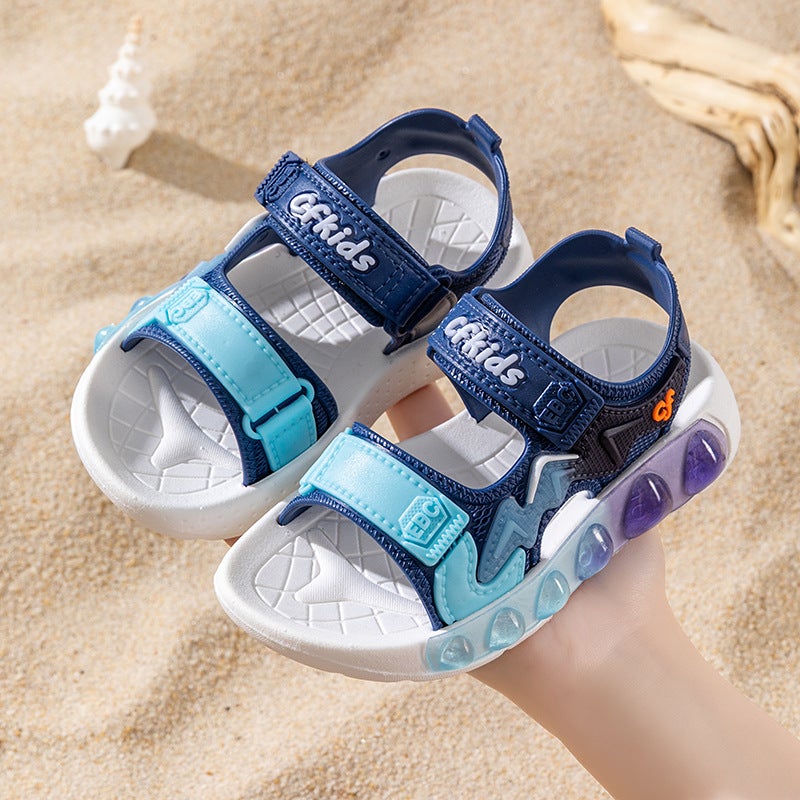 Children'S Sandals Summer Non-Slip Soft Sole Girls Large Children'S Velcro Children'S Shoes Baby Beach Sandals - Image 1