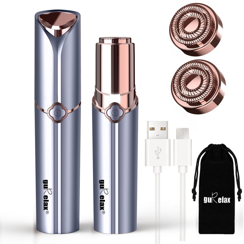 جهاز إزالة شعر الوجه للنساء للذقن والشفتين والشوارب والرقبة والإبط والشعر الزغبي - جهاز كهربائي خالي من الألم من جوريلاكس مع رأسين بديلين