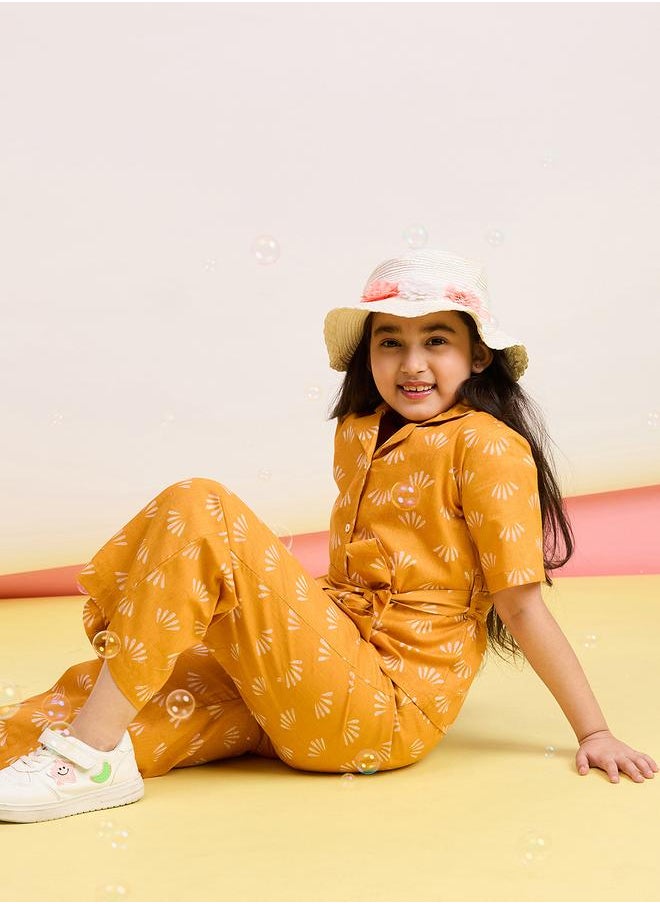 Stylo Bug Stylo Bug Mustard Cotton Shirt and Trousers Set for Girls  - Image 5