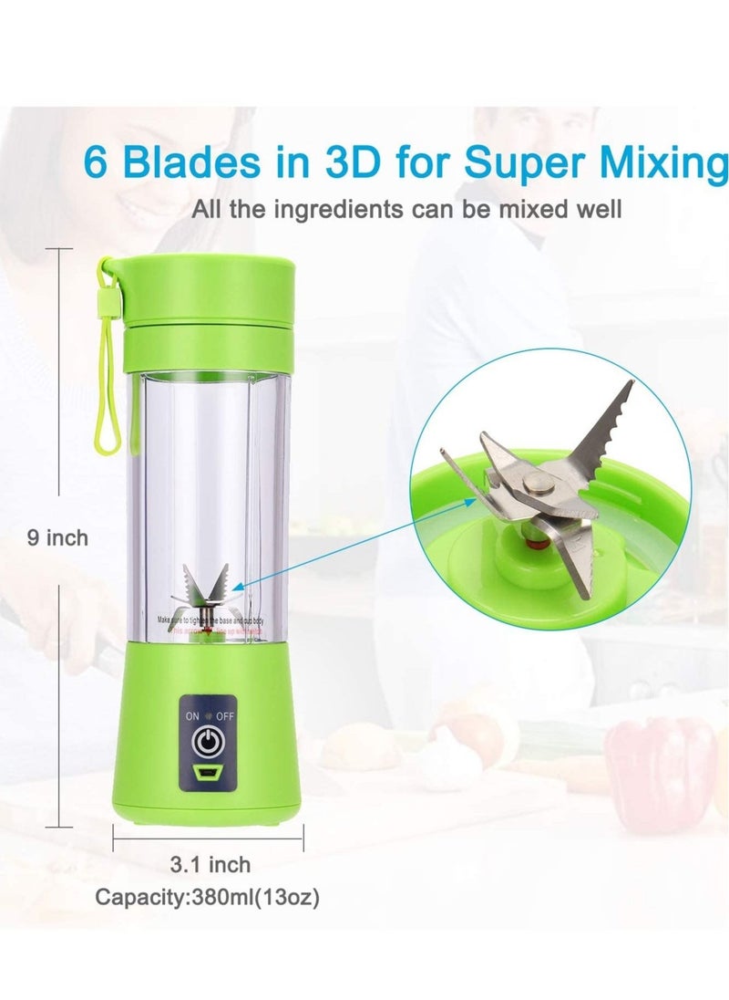 ELTRAZONE - Portable Blender, Personal Size Blender Shakes And Smoothies, Mini Juicer Cup Usb Rechargeable, Handheld Travel Blender Fruit Mixer 380ml (Green) - Image 1