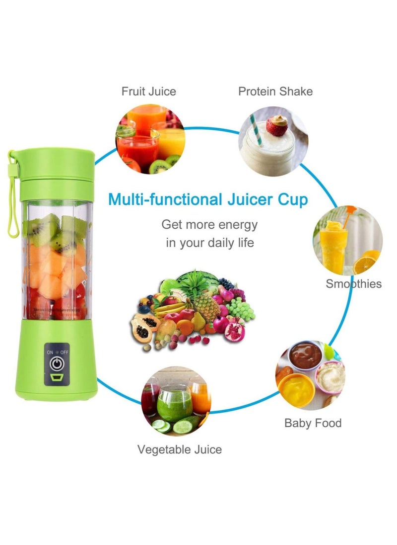 ELTRAZONE - Portable Blender, Personal Size Blender Shakes And Smoothies, Mini Juicer Cup Usb Rechargeable, Handheld Travel Blender Fruit Mixer 380ml (Green) - Image 1