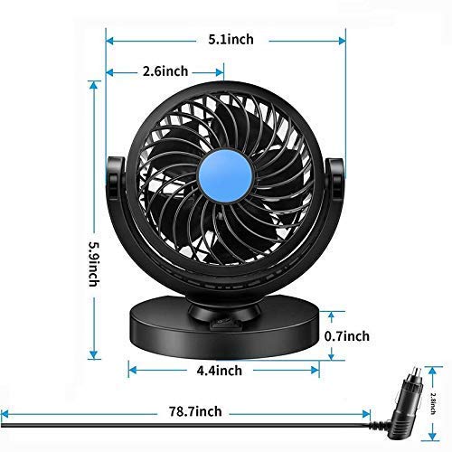 PRIKNIK Car Fan 12V 360 Degree RoCompatible with T-atable High Speed Quiet Strong Dashboard Auto Cooling Air Fan - Compatible with M-aruti J-imny - Image 5