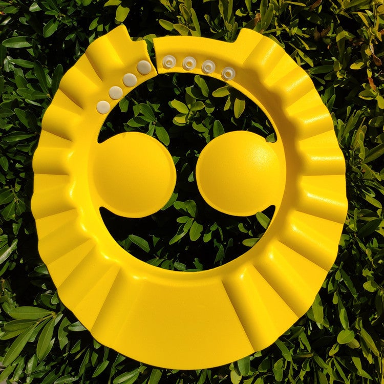 Adjustable EVA Kids Bath Cap Ear Guard Yellow with ear protection and no waves 