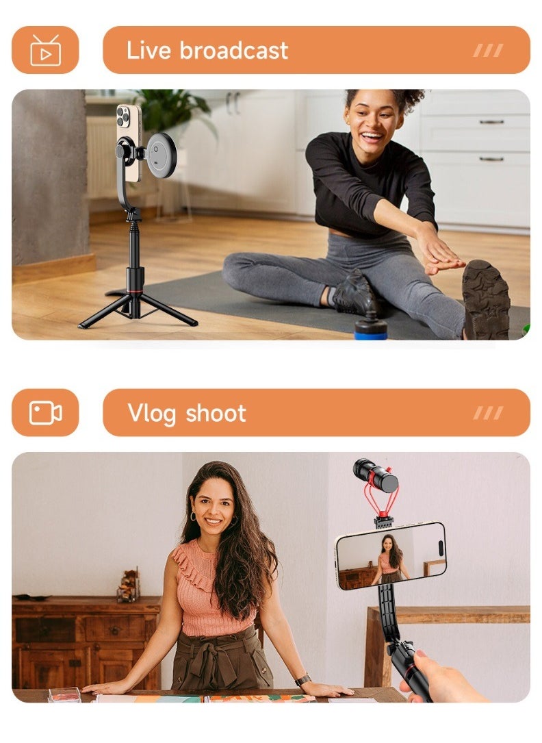 Magnetic Bluetooth Selfie Stick & Tripod Stand L20 – 1M Extendable Pole, 360° Rotation, Compatible with MagSafe and All Smartphones