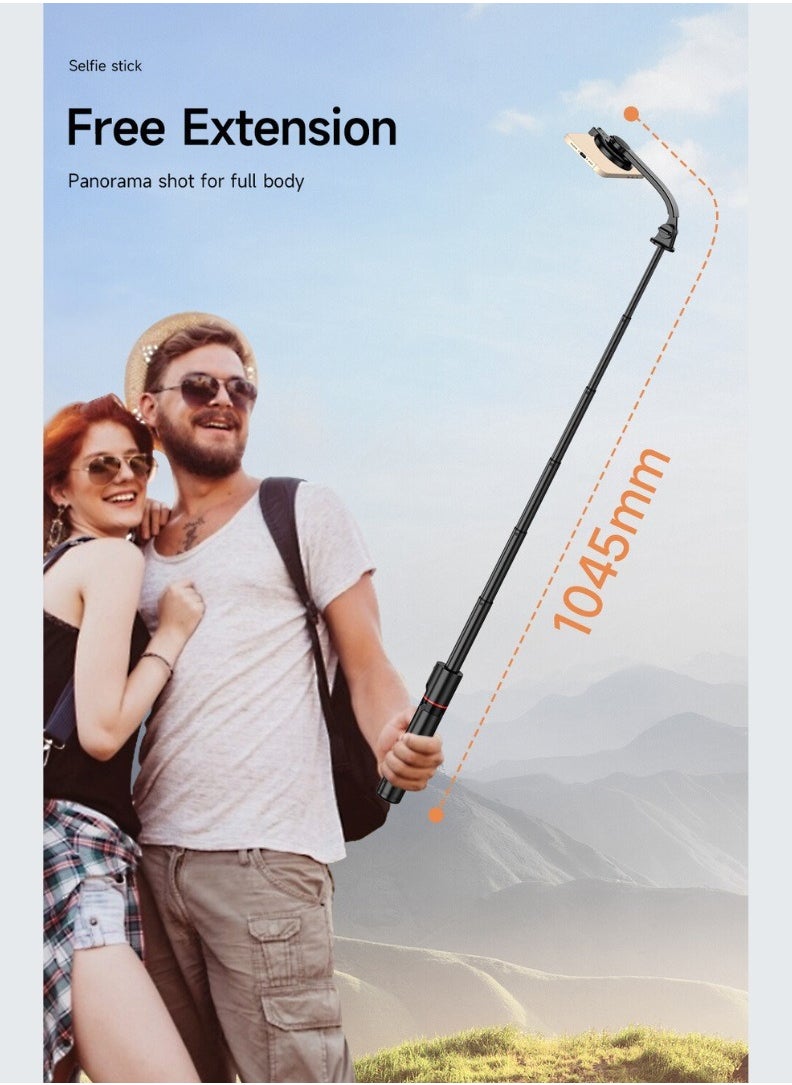 Magnetic Bluetooth Selfie Stick & Tripod Stand L20 – 1M Extendable Pole, 360° Rotation, Compatible with MagSafe and All Smartphones