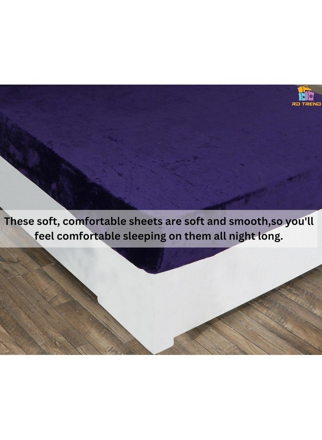 RD TREND 210 TC 250 GSM Flannel Warm Elastic Fitted Bedsheets for Winter, King Size (78x72x8 Inch), 2 Pillow Covers (18x28 Inch) (Purple, King) - Image 5
