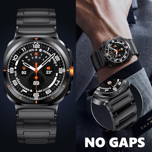 PanPinnacle Stainless Steel Band Compatible with Galaxy Watch ultra 2/1 Bands 47mm (2025/2024),No Gap Business Metal Replacement Strap for Men Samsung Galaxy watch 8/7 Ultra Band(Silver+Black) - Image 3
