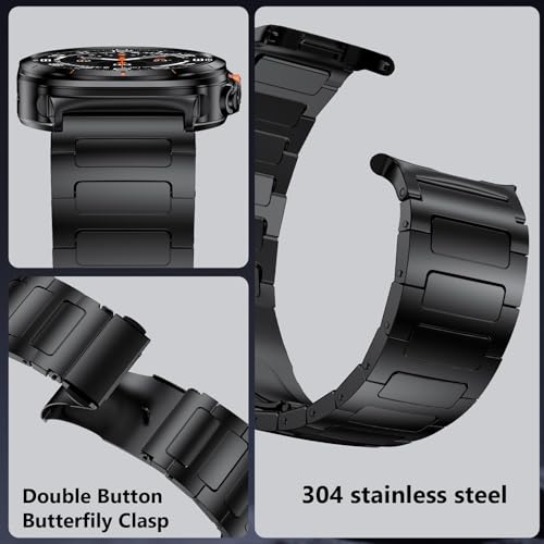 PanPinnacle Stainless Steel Band Compatible with Galaxy Watch ultra 2/1 Bands 47mm (2025/2024),No Gap Business Metal Replacement Strap for Men Samsung Galaxy watch 8/7 Ultra Band(Silver+Black) - Image 2