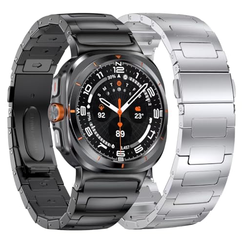 PanPinnacle Stainless Steel Band Compatible with Galaxy Watch ultra 2/1 Bands 47mm (2025/2024),No Gap Business Metal Replacement Strap for Men Samsung Galaxy watch 8/7 Ultra Band(Silver+Black) - Image 1