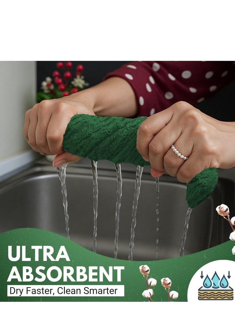 Infinitee Xclusives Premium Kitchen Towels – Pack of 6, 100% Cotton 40cm x 70cm Absorbent Dish Towels - 425 GSM Tea Towel, Terry Kitchen Dishcloth Towels- Green Dish Cloth for Household Cleaning by Infinitee Xclusives  - Image 3