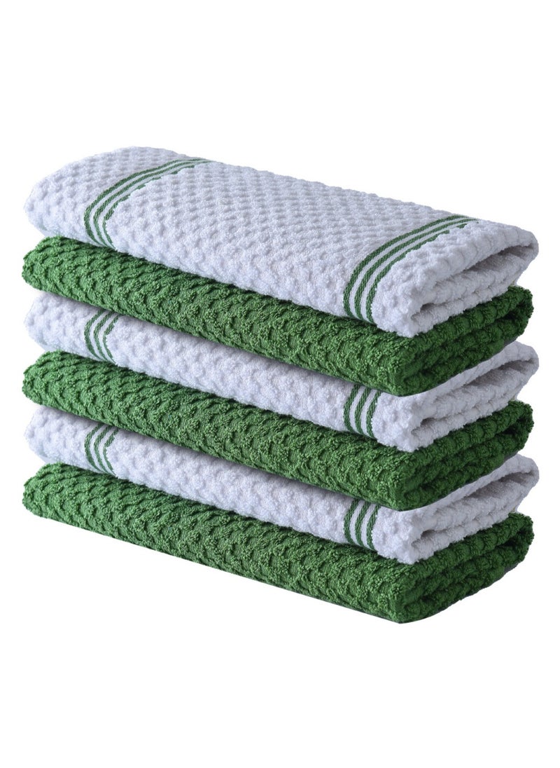 Infinitee Xclusives Premium Kitchen Towels – Pack of 6, 100% Cotton 40cm x 70cm Absorbent Dish Towels - 425 GSM Tea Towel, Terry Kitchen Dishcloth Towels- Green Dish Cloth for Household Cleaning by Infinitee Xclusives  - Image 1