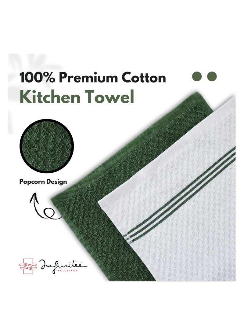 Infinitee Xclusives Premium Kitchen Towels – Pack of 6, 100% Cotton 40cm x 70cm Absorbent Dish Towels - 425 GSM Tea Towel, Terry Kitchen Dishcloth Towels- Green Dish Cloth for Household Cleaning by Infinitee Xclusives  - Image 5